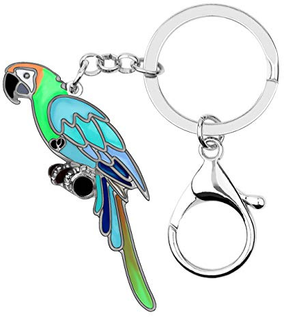 DOWAY Cute Ara Papagei Schlüsselanhänger Auto Zubehör Schlüssel Charms Geldbörse Handtaschen Anhänger Vogel Schlüsselring Geschenke