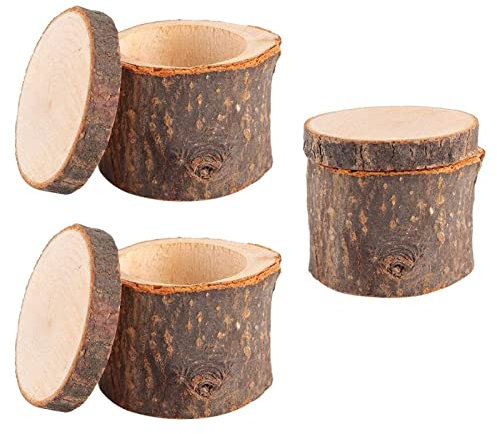 3 Teilige Holz Ehering Box, Rund Ring Schachtel mit Deckel, Ringschatulle Display Halter für Ehe, Vorschlag, Verlobung, Geburtstag, Hochzeit