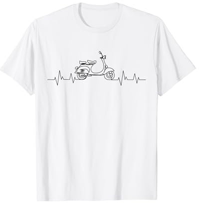 Zweitakt Mofafahrer Motorrad Scooter Geschenke Moped Herzschlag EKG Puls Mofa Roller Herren T-Shirt Weiß S Polo Kurzarm Klassische Passform 100% Baumwolle Herzschlag Design