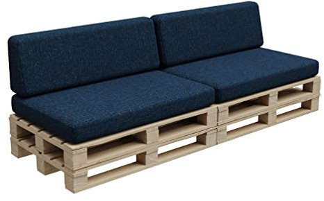 Gutekissen® Palettenkissen, Palletenpolster, Gartenkissen, Palettenauflagen, Sofa, Kissen, Polster, Auflagen Indoor Outdoor PFBG (2X Set (120x80 + 120x35), Dunkelblau)