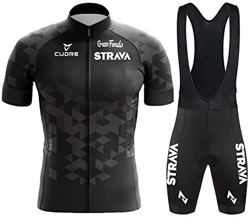 Completo Ciclismo Uomo Estivo, Traspirante ed Elastico Magliette e Pantaloncini da Ciclismo Maniche Corte con Salopette Ciclismo con Cuscino Imbottito in Schiuma Abbigliamento MTB