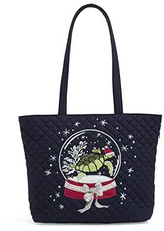 Vera Bradley Damen Kleine Tragetasche Handtasche, Weihnachtsmann-Schildkröte, recycelte Baumwolle