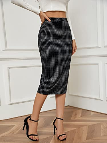 Women's Casual Midi Skirt Long Skirt Plaid Print Slit Back Skirt For Home Prty Office