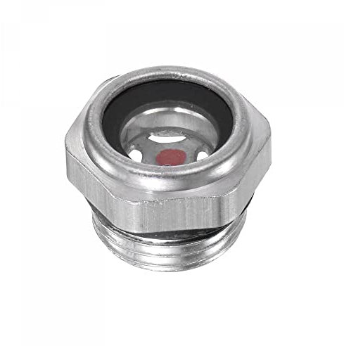 sourcing map Air Compresseur Huile Niveau Jauge Vision Verre M18x1,5mm Mâle Fileté Aluminium Liquide Indicateur Vision Fenêtre