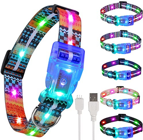 YUSHANG Seitenfreigabeschnalle Glühen Hundehalsband,USB Wiederaufladbares Wasserdichtes LED Halsband,Super Hell Blinkende Einstellbare Hundehalsband,Leucht Hundehalsband für Große Kleine Mittlere Hund