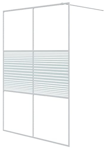 vidaXL Paroi de Douche Ecran Cloison Cabine de Douche Salle de Bain Intérieur Résistance aux Eclaboussures Blanc 140x195 cm Verre ESG Transparent
