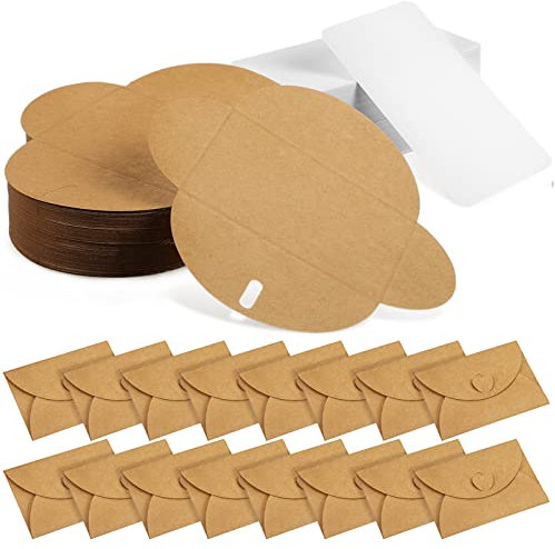 Operitacx 100 Stück Umschläge mit Blanko-Karten-Set, Kraftpapier-Umschläge für Geldgeschenke, Dankeskarten, Einladungen, Geburtstagskarten zum Selbstgestalten (10,5 x 7,5 cm)