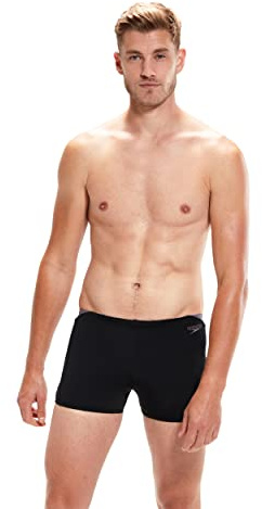 Speedo Men's Hyperboom Splice Aquashort Swimming Trunks| Quick Drying | Training | Fitness | Chlorine Resistant, Black/Dove Grey, 38