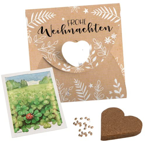 10 x Anzuchtset Glücks-Klee Frohe Weihnachten inkl. Verpackung | Kleine Geschenke zu Weihnachten für Mitarbeiter und Kollegen