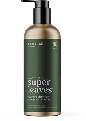 ATTITUDE Hydrating Shampoo, Peppermint & Sweet Orange, EWG Verified with Essential Oils, Vegan & Plant-Based, Aluminum Bottle, For Dry and Damaged Hair, 473 mL