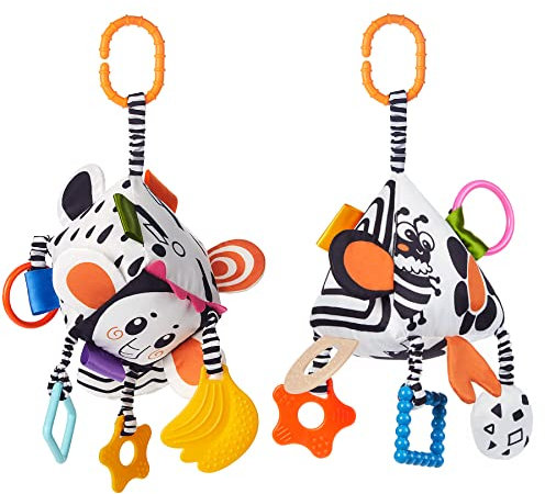 Hoher Kontrast Baby-Spielzeug,Schwarz und Weiß Babyspielzeug 0-3 Monate für Neugeborene,Baby Hängend Kinderwagen Spielzeug für Kleinkinder,Weiche Sensorische Rasseln Spielzeug Geschenk mit Windspiel