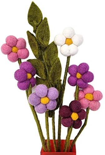 your castle Blumenstrauß aus 7 handgearbeiteten Filzblumen & 1 AST, fairer Handel, nachhaltige Deko aus Filz, realistische Kunst- Textil- Stoffblumen, Filzset, Filzblüten, Jasmin