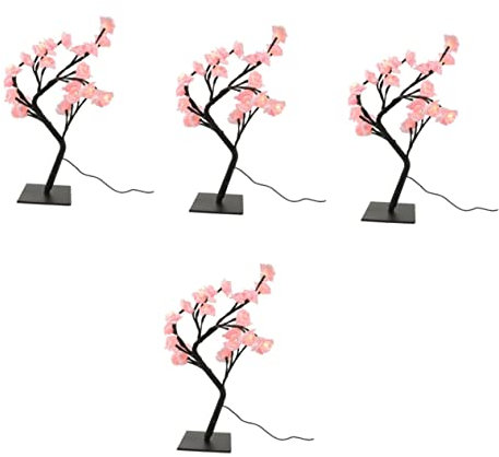 OSALADI 4 Stück Rosenbaum Lichter Beleuchteter Blumenbaum Künstliche Baumlampe Schreibtisch Baumlampe Schlafzimmer Blumenlampen Led-rosenlampe Baum Lampe PVC Statue Schreibtischlampe