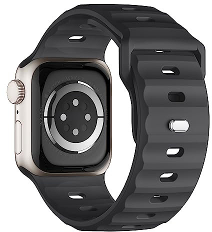 Cinturino sportivo compatibile con Apple Watch Ultra 2, 49 mm, 46 mm, 45 mm, 44 mm, 42 mm, per uomo, in silicone, impermeabile, per Apple Watch 10, 9, 8, SE 7, 6, 5, 4, 3, Ultra, grigio scuro