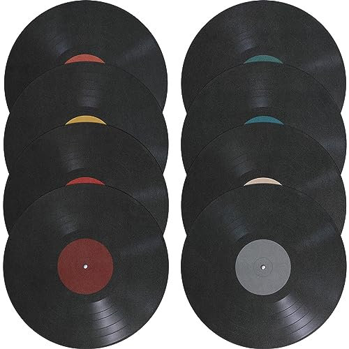 Garneck 8 Pièces Décoration De Disque Vinyle Rétro Musique Papier Peint Faux Disques Décoration Disque Vinyle Sticker Rock Affiches Tableau D'Affichage Décor Pays Décor À La Maison Disque