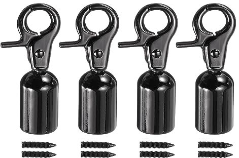 sourcing map 4Stk Kordel Ende Kappe 13mm(0.51) Ende Kappe Trommelperlen Endstücke Kordel Suche für Quaste Schmuckherstellung Tasche Riemen Basteln Schwarz(53x25mm)