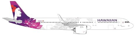 herpa Modellflugzeug Hawaiian Airlines Airbus A321neo - N215HA Uhiuhi, Miniatur im Maßstab 1:500, Sammlerstück, Modell ohne Standfuß, Metall, Weiß