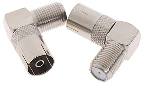 AANAN 5 Pcs RF Coaxial 90 Degree Right Angled TV Aerial Cable Connector RF Coaxial F Female To TV Female Plug To Female Socket