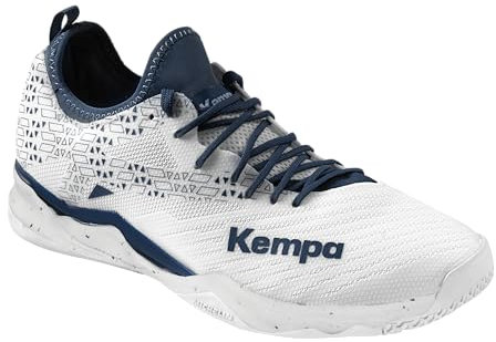 Kempa Unisex Wing Lite 2.0 Game Changer Handballschuhe, Sportschuhe, Turnschuhe, weiß/Marine, 43 EU