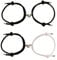 EUPSIIU 4 Pièces Bracelets pour Couple, Bracelet Cordon, Amitié Cadeau avec Pendentif en Forme de Cœur, Réglable Bracelet Pour Anniversaire Saint Valentin Petit Ami, Petite Amie (Noir, Blanc)