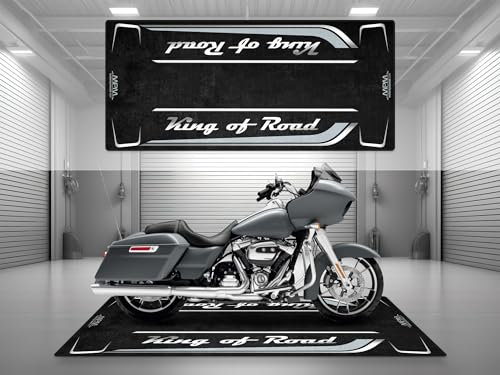 wibeart MPM Motorradmatte für King of Road, waschbar, rutschfest, öl- und wasserabweisend, Parkmatte für Garage, Ausstellungsraum, Wer | Atlas Silber Metallic - Größe 2 : 102 x 47/260 x 120 cm