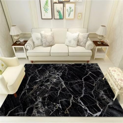 Marmorteppich Wohnzimmer, Langer Flur, Schlafzimmer, Schmutzabweisend 200X300Cm Zimmer Teppichen Home Teppich Outdoor Schwarz Teppiche Für Schlafzimmer Bettumrandung Teppich