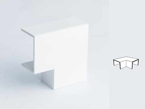 TMW Profiles 1M White PVC Wire Conduit - Mini Trunk Cable Management to Hide Single Cables (25mm External Angle Joint)
