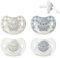 Suavinex, 4er-Set Night&Day Schnuller für Babys von 6-18 Monaten, Leuchtend im Dunkeln Babyschnuller, Schnuller mit Physiologischem Sauger SX Pro aus Silikon, Symmetrisch, Blaue, Grau