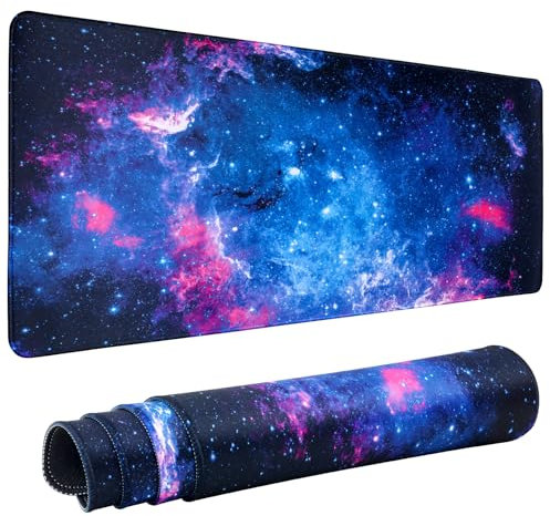 Gaming Mauspad, Große Mouse Pad für Schreibtisch, 29.1x14.9inch Mauspad XXL für Home Office Gaming Work Verbessert Präzision und Geschwindigkeit, Fransenfreie Ränder (Starry Sky)