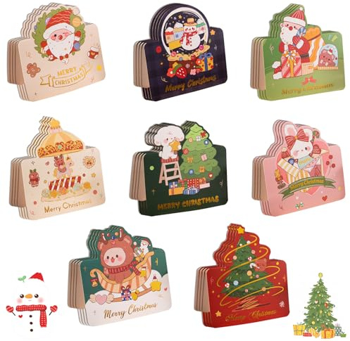 CutitiUU 80 Stück Weihnachtskarte,Weihnachten Folienprägung Grußkarten,Weihnachtskarten für Wohltätigkeitsorganisationen,Mini-Weihnachtskarten,Mehrfarbige Weihnachtskarten,für Familie,Freunde