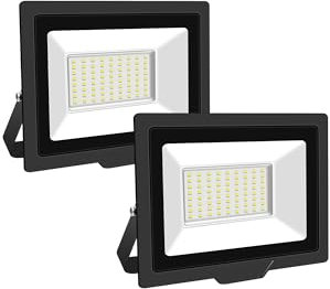 SKYWORLD 50W Projecteur LED Extérieur 2 pièce,5000LM Projecteur LED IP67 Etanche Spot LED Extérieur,6000K Blanc Froid Projecteur Exterieur LED,Projecteur Extérieur pour Cour Jardin Garage Terrasse