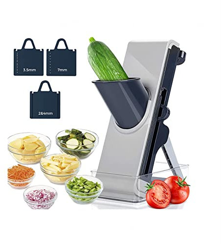 CVNIMV Slicer Kitchen, for Potatoes,Vegetable,Meat,Onions Standup Mandolin, Mandoline Julienne Slicer with Container, Thickness Adjuster Multi Blades
