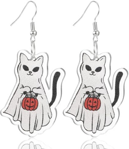 Ohrringe Halloween Haunt Süße Geister Kürbis Ohrringe Damen Halloween Paar Schmuck Katzenkürbis Kawaii Geister Ohrringe Halloween Dangle Earrings
