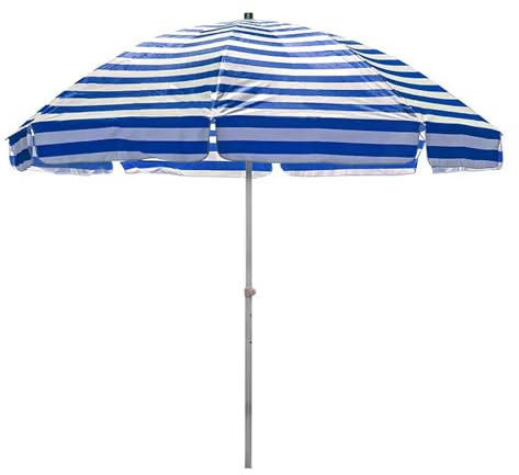 Parasol de plage rayé de 2,5 m avec protection UV UPF50+, parasol portable avec 8 baleines pour terrasse, jardin, piscine, arrière-cour, grande couverture de 250 cm