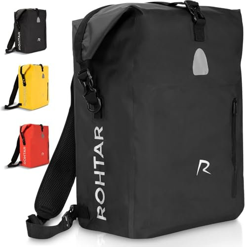 Ceciliec Fahrradtasche - Gepäckträger Tasche & Fahrrad Rucksack Wasserdicht - Gepäckträgertasche zum Umhängen (Schwarz, 25L)