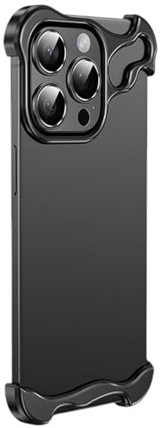 Generisch Alloy Armor Bumper Case for iPhone 16 Pro Max, 16/15/14/13/12 Series, Titanium Alloyarmor Premium Frameless Case, Minimalist Unique Case (for iPhone 16 Pro,Black)