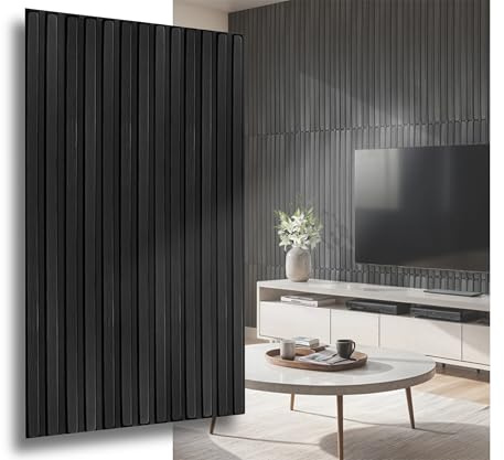 Polystyrène 3D Panneaux, Panneaux de plafond XL Panneaux muraux, Décors, Imitation lamelles de polystyrène, Revêtement de plafond - mur, 3mm d’épaisseur - 100x50cm 10m² - 20 pièces (Lamelles 3D noires