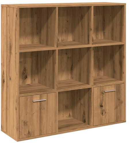 vidaXL Bücherschrank, Bücherregal mit 7 Fächern 2 Türen, Regal Dekoregal für Wohnzimmer Schlafzimmer Büro, Standregal Büroregal, Artisan-Eiche Holzwerkstoff