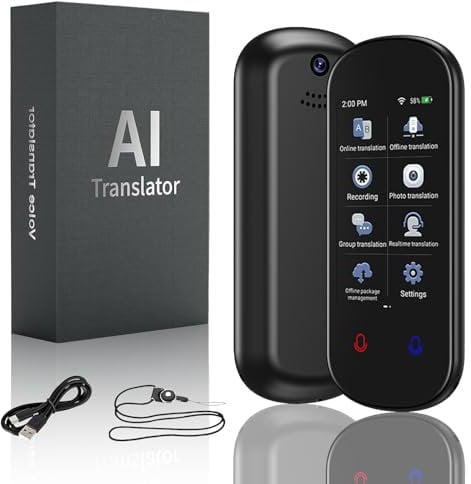 Dispositivo traductor de idiomas con 139 idiomas, traductor instantáneo sin WiFi, traducción de voz en tiempo real bidireccional, pantalla táctil de 3.1 pulgadas, traductor portátil de voz fotográfica