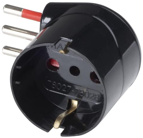 Adattatore salvaspazio ad angolo, nero, piegato a 90°, spina piccola 10A, presa schuko 10A/16A, adattatore compatto, perfetto per ambienti ristretti