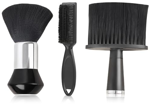 Lot de 3 brosses de coiffeur - Ensemble de pinceaux de coiffure professionnels - Pour salon de coiffure - Nettoyage des cheveux - Élimine la poussière