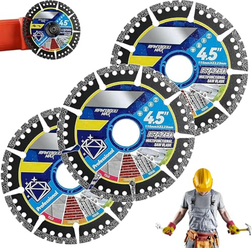 Diamond Multi-Purpose Saw Blades, 4.5 Inch Angle Grinder Cutting Disc, Versátil y Durable Diamondcutting Blade para piedra, hormigón, granito, metal, madera (3 unidades)