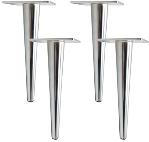 Generisch Möbelfüße Möbelbeine Chrom 20cm, 4 Stück Stütz Chrom Tischfüße Eisen Galvanikfläche Sofasfüße Höhe: 10-30cm Schrankfüße Couchtischbeine Sofas Tischbeine 20cm/7.9