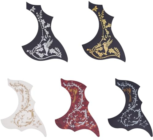 SUPERFINDINGS 5 Stück 5 Stile Akustik Gitarre Pickguard Antikratz Schutz Platte Selbstklebende Pickguard Pick Guard Scratch Platte für Gitarre Ersatzteile