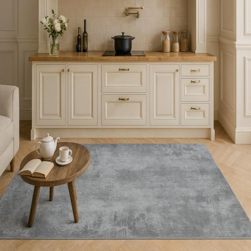 Strloepr Teppiche Gegend Wohnzimmer Schlafzimmer Esszimmer Deko Aesthetic Sofa Tisch,Neutral Grey Abstract Modern, Grey, 200 x 200 cm
