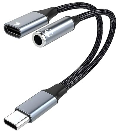 Adaptador Jack Micro y Auriculares, Adaptador USB C a Jack 3.5mm Tipo C Divisor en Y para Auriculares Dobles 2-in-1 Audio Jack Adapter Adaptador Micrófono y Audio de Auriculares USB C para Laptop