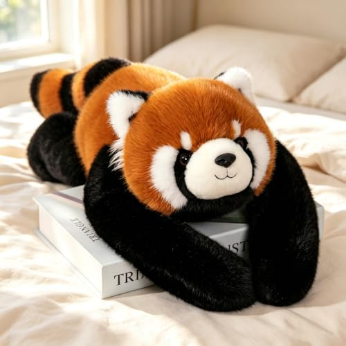 TRAVELKNOT Mittelgroß Gewichtstiere Roter Panda Kuscheltier, 0.42KG 42CM | Niedliches pandabär kuscheltier, realistic & weich stofftier, geburtstagsgeschenk für kinder jungen mädchen, heimdekoration