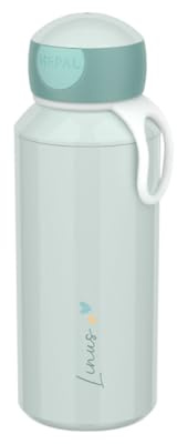 Mepal Trinkflasche Campus Kinder personalisiert, Wasserflasche mit Name bedruckt, Auslaufsichere Sportflasche Kita Kindergarten Schule, Herzen Mint