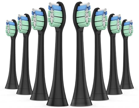 Bürstenköpfe, kompatibel mit Philips, 2100 4100 5100 6100 | 7300, 9000, für Sonicare elektrische Zahnbürste, Kunststoff, Erwachsene(8pcs Black)