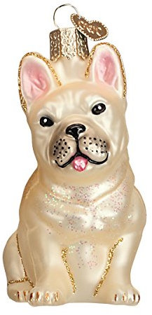 Old World Christmas Ornaments Hundekollektion Glasornamente für Weihnachtsbaum, Französische Bulldogge, Glas, beige, 3.5
